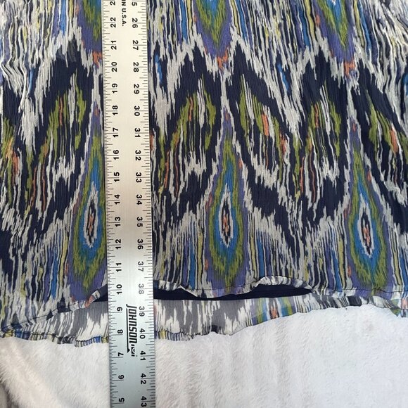 Sundance Womens Textured Ikat Print Silk Dress XL Multicolor Lace Cap Sleeves - Picture 10 of 11